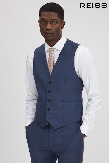 Reiss Bright Blue Harrison Slim Fit Wool Waistcoat (Q91838) | £158