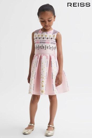 Reiss Pink Lana Senior Scuba Floral Print Dress (Q91947) | £45
