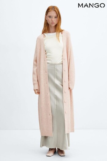 Mango Pink Ribbed Longline Cardigan with Buttons (Q92063) | £60