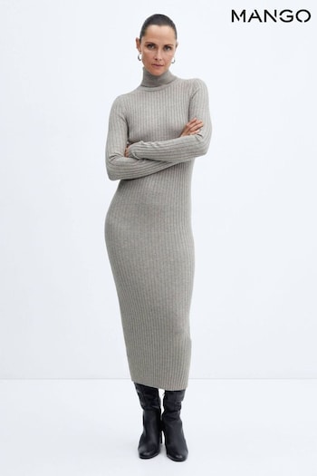 Mango Turtleneck Knitted Midi Dress (Q92068) | £36