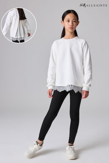 smALLSAINTS White/Black Girls Lee Lace 100% Cotton Sweatshirt and Legging Set (Q92071) | £42 - £46