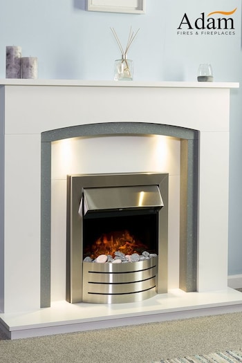 Adam White Savanna 48 Inch Electric Fireplace Suite (Q92090) | £510