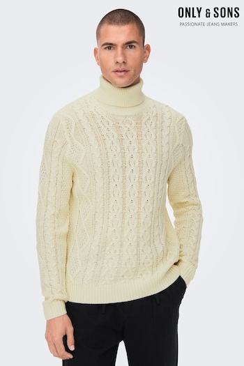 Only & Sons Cream Cable Knit Cosy Jumper (Q92168) | £42