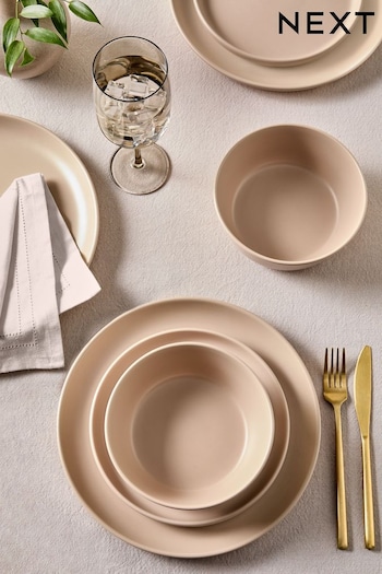 12 Piece Caramel Natural Speckle Oakley Dinner Set (Q92196) | £48