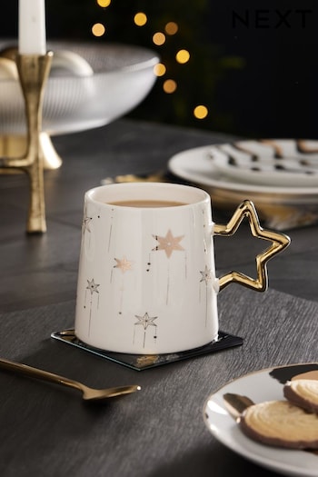 Gold Star Handle Christmas Mug (Q92197) | £9