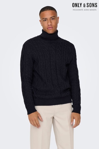 Only & Sons Blue Cable Knit Cosy Jumper (Q92205) | £42