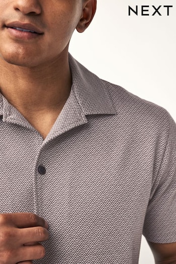 Neutral Geo Textured Jersey Short Sleeve Shirt (Q92224) | £34
