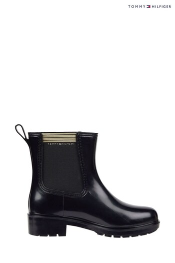 Tommy Hilfiger Essential Black Rainboots (Q92225) | £100