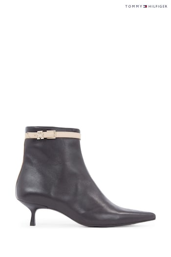 Tommy Hilfiger Leather Pointed Black Boots (Q92230) | £180