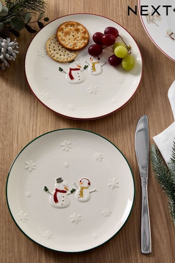 White Christmas Snowman Side Plates Set of 2 (Q92231) | £16