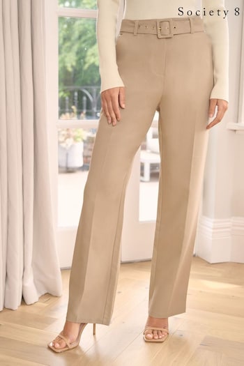 Society 8 Sophia Brown Belted Tapered Trousers (Q92327) | £29