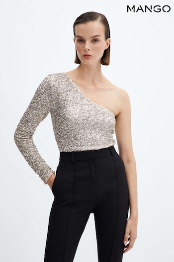 Mango Asymmetric Sequin Top (Q92399) | £36