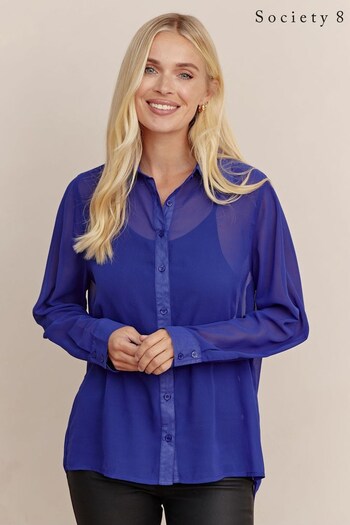 Society 8 Viola Blue Chiffon Shirt (Q92452) | £26