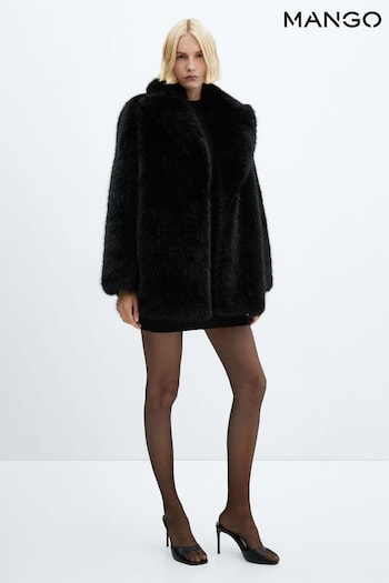 Mango Lapels Faux Fur Coat With Collar (Q92466) | £120