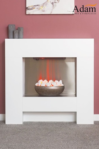 Adam White Cubist Electric Fireplace Suite (Q92487) | £340