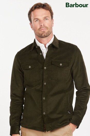 Barbour® Olive Green Cord Shacket Overshirt (Q92499) | £90