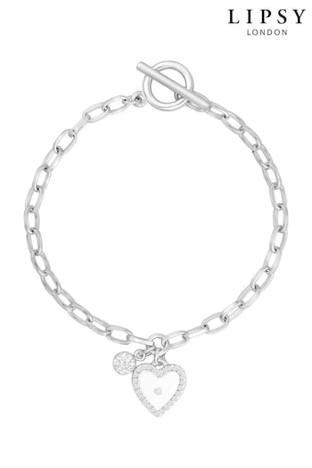 Lipsy Jewellery Silver Tone Heart Charm Bracelet (Q92635) | £25