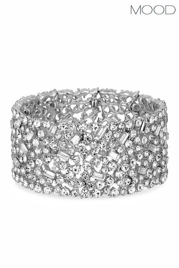 Mood Silver Tone Crystal Multi Stone Stretch Bracelet (Q92636) | £18