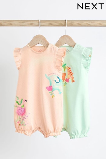 Pastel Pink/ Blue Animal Baby Rompers 2 Pack (Q92691) | £15 - £17
