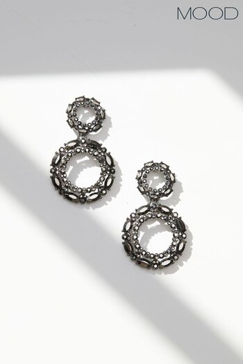 Mood Black Diamond Mixed Stone Forward Facing Drop Earrings (Q92696) | £17