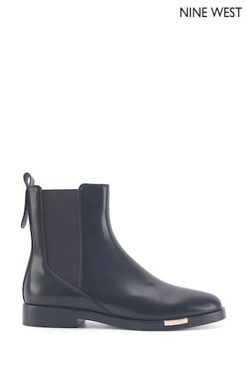 Nine West Womens 'Sandie' Dark Black Flat Chelsea Boots (Q92724) | £90