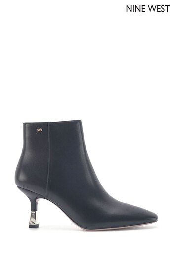 Nine West Womens 'Henna' Spool Heel Black Boots with Zipper (Q92770) | £90