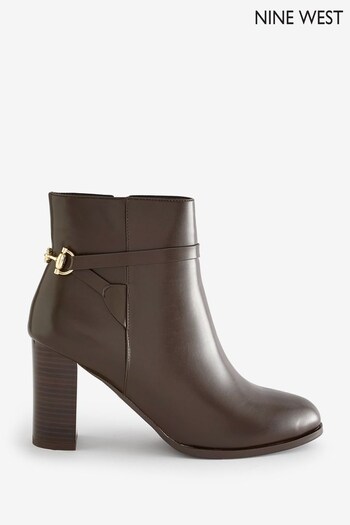 Nine West Womens 'Oubruy' Block Heel Ankle Brown Boots with Zipper (Q92773) | £100