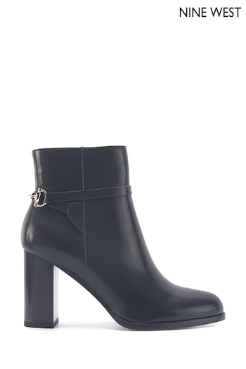 Nine West Womens 'Oubruy' Block Heel Black Ankle Boots with Zipper (Q92776) | £100