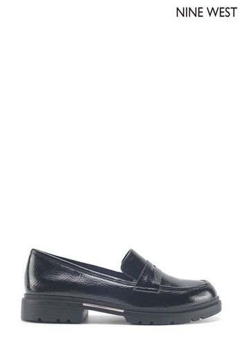Nine West Womens 'Popit' Flat Lug Sole Black Loafers (Q92786) | £60
