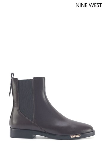 Nine West Womens 'Sandie' Flat Chelsea Brown Boots (Q92791) | £90