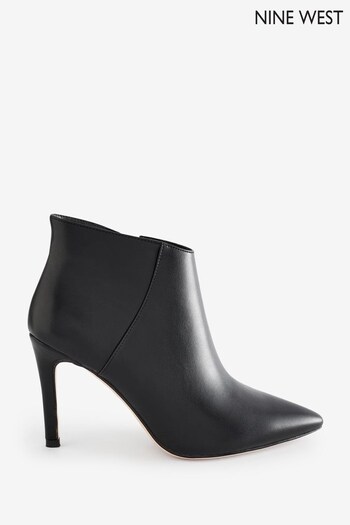 Nine West Womens 'Oubrey' Heeled Angled Black Ankle Boots with Zipper (Q92818) | £90