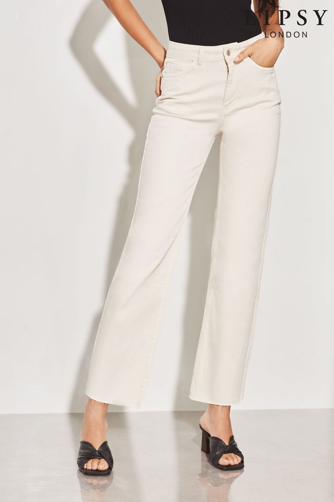 High waisted cropped white jeans discount