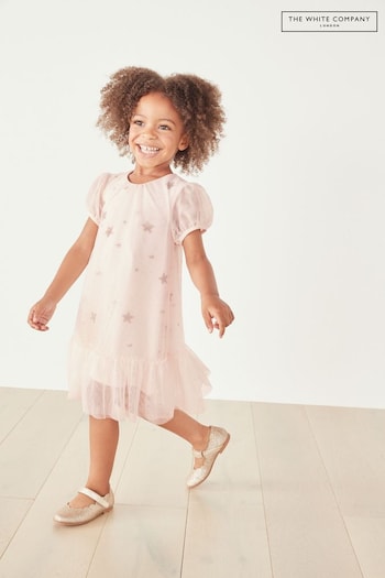 The White Company Toddler Pink Recycled Tulle Star Sequin Party Dress (Q92836) | £44