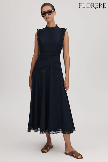 Florere Cotton Lace Midi Dress (Q92909) | £228