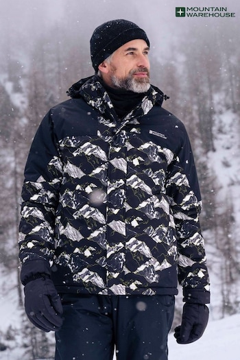 Mountain Warehouse Grey Mens Shadow II Fleece Lined Printed Ski Jacket (Q92916) | £88