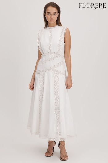 Florere Cotton Lace Midi Dress (Q92951) | £228