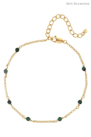 Hot Diamonds X JJ Gold Tone Revive Malachite Bracelet (Q93006) | £85