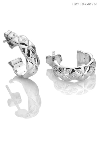 Hot Diamonds Silver Tone Quilted Earrings (Q93019) | £55