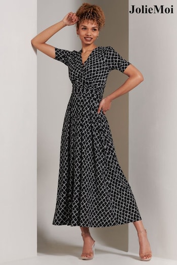 Jolie Moi Black Wrap Front Jersey Maxi Dress (Q93020) | £75