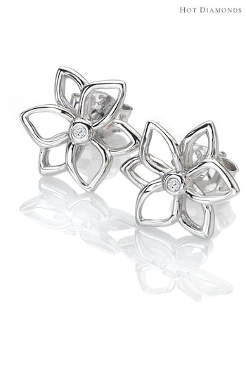 Hot Diamonds Silver Tone Amulets Flower Earrings (Q93023) | £35