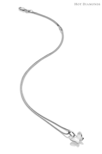 Hot Diamonds Silver Tone Butterly Pendant Necklace (Q93026) | £60