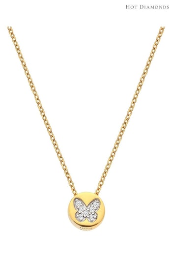 Hot Diamonds X JJ Gold Tone Butterfly Necklace (Q93027) | £85