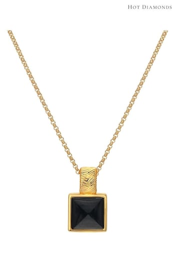 Hot Diamonds X JJ Gold Tone Black Onyx Pendant (Q93041) | £85