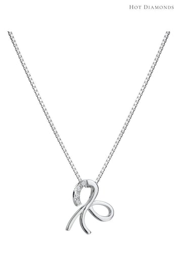 Hot Diamonds Silver Tone Ribbon Pendant Necklace (Q93049) | £75