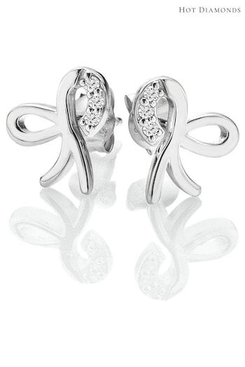 Hot Diamonds Silver Tone Ribbon Earrings (Q93050) | £80