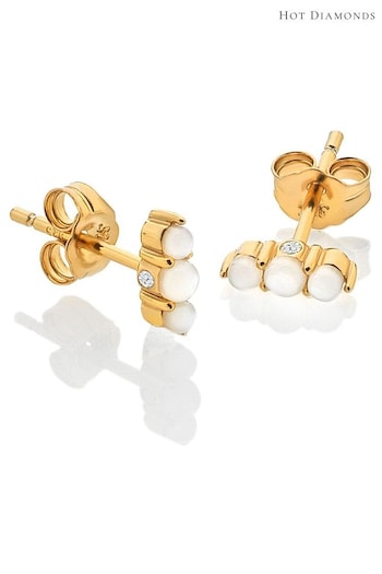 Hot Diamonds HD X JJ Gold Tone Calm Mother of Pearl Stud Earrings (Q93055) | £75