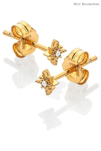 Hot Diamonds Gold Tone Starburst Stud Earrings (Q93060) | £40