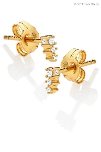 Hot Diamonds X JJ Gold Tone Topaz Graduated Stud Earrings (Q93076) | £50