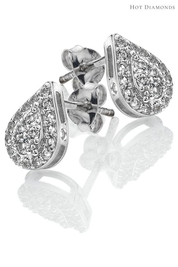 Hot Diamonds Silver Tone Glimmer White Topaz Stud Earrings (Q93083) | £90