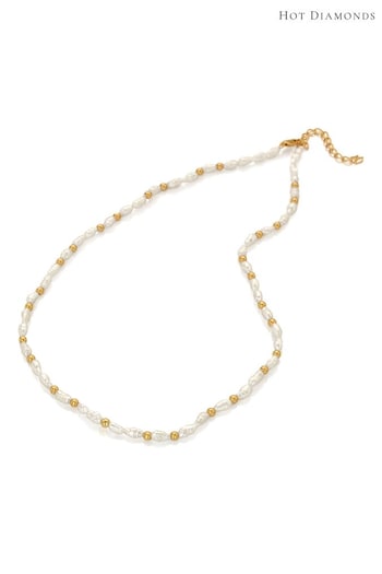Hot Diamonds Gold Tone Calm Pearl Necklace (Q93092) | £125